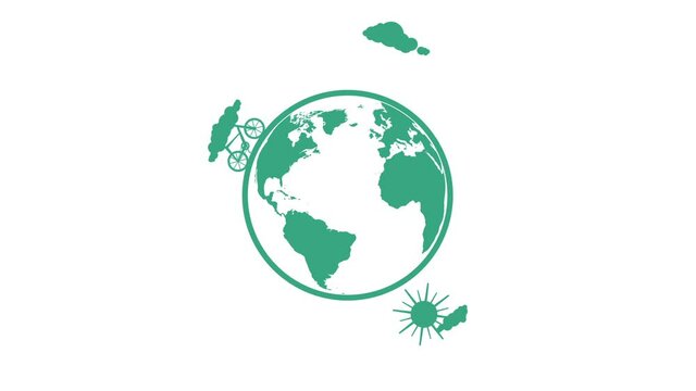 bicyle and earth planet- ecology- saving planet concept