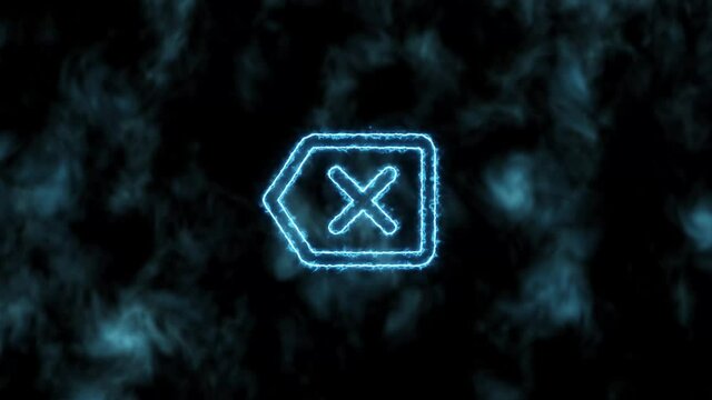 Stop motion. The blue backspace icon gradually increases and changes color to blue. 4K 60 fps video