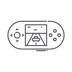 Portable device icon, linear isolated illustration, thin line vector, web design sign, outline concept symbol with editable stroke on white background.