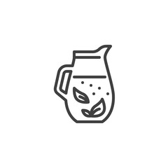 Fresh tea jug line icon. linear style sign for mobile concept and web design. Lemonade pitcher outline vector icon. Symbol, logo illustration. Vector graphics