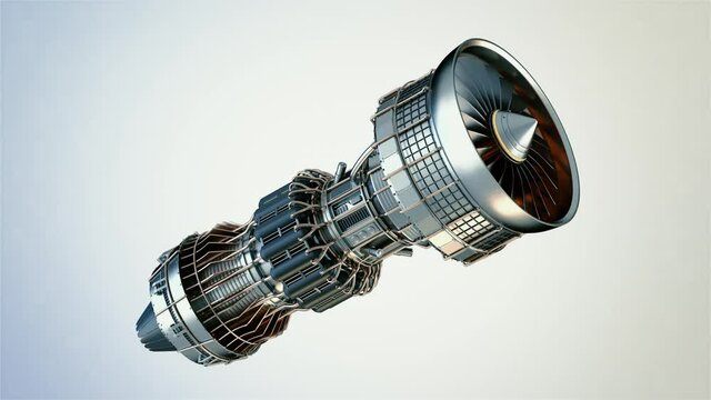 Concept of Industry 4.0 Generated Engineering Turbine. Seamless Rotate Part of Electric Aircraft Engine in Projection. 3d Analysis Technological Process of Movement Powerful Fuel Innovation in Science