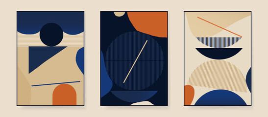 Set of minimalist abstract aesthetic illustrations. Modern style wall decor. Collection of contemporary artistic posters. © MURRIRA