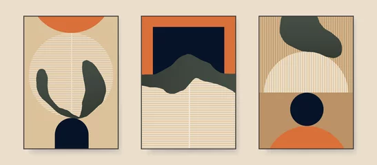 Satz minimalistischer abstrakter ästhetischer Illustrationen. Wanddekoration im modernen Stil. Sammlung zeitgenössischer künstlerischer Plakate. © MURRIRA
