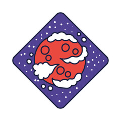space diamond badge with mars planet line and fill style