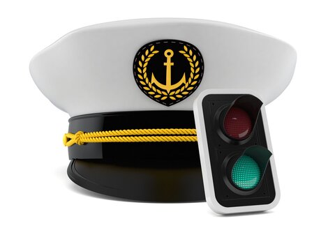Captain's hat with green traffic light