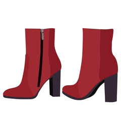  flat style ankle boots, on white background