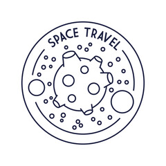 space travel badge with mars planet line style