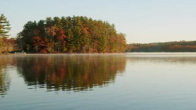 Crisp autumn morning sunrise on a lake in Maine