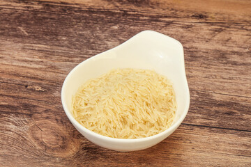 Raw basmati rice in the bowl