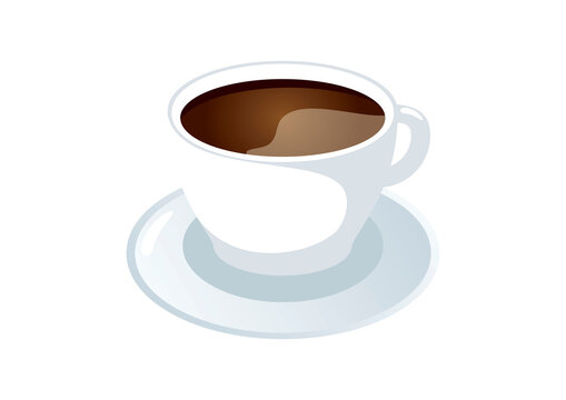 Black coffee cup and saucer icon vector. White ceramic cup of coffee icon isolated on a white background. Cup of espresso vector. Cup of coffee from a saucer vector