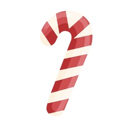 Fototapeta na wymiar Cute glossy kawaii sugar candy cane red and white Christmas treat xmas illustration vector clipart element isolated on a white background