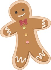 Cute gingerbread man biscuit baked pastry bakery xmas illustration vector clipart element isolated on a white background