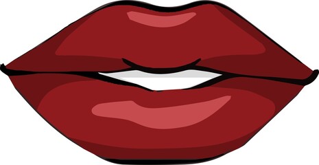 Hand drawn illustration vector closed open cartoon red lipstick glamorous lips makeup designer