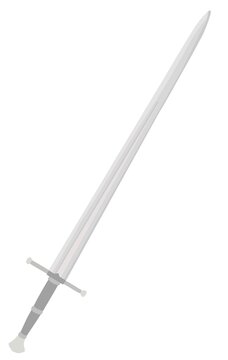Simple steel grey king knight sword illustration vector clipart element isolated on a white background