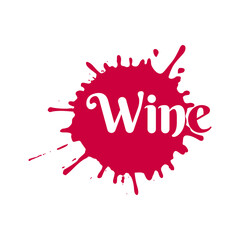 Logotipo con tipografía Wine en salpicadura de líquido en color granate