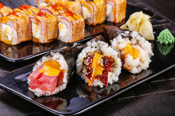 Japanese cuisine - sushi and roll set