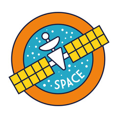 space circular badge with satellite line and fill style