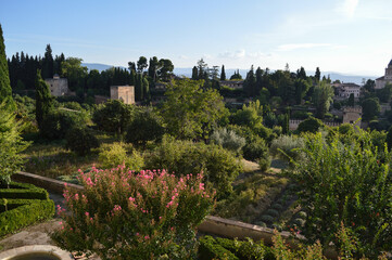 Lookout Point inside Generalife Gardens Adjacent to the Alhambra in Granada, Spain