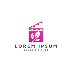 movie and leaf negative space logo design