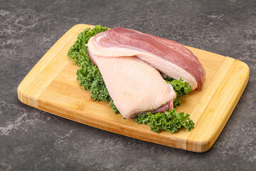 Raw duck breast for cooking