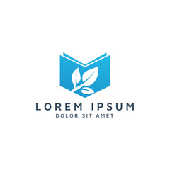 book and leaf negative space logo design