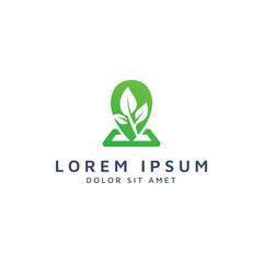 place and leaf negative space logo design