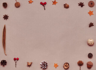 Mockup Christmas greeting card, flatlay with place for your text.