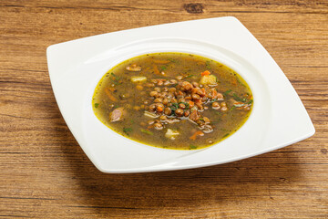 Lentil soup with chicken and vegetables