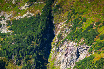 Mountain scenery of the Karkonosze Mountains from the top of Sniezka peak, Poland