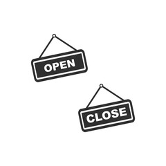 Retro signs Open and Closed isolated on white background. Vector illustration.