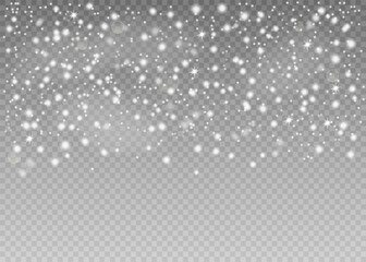 Realistic falling snowflakes. Isolated on transparent background.Vector illustration.