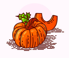 Beautiful illustration of a pumpkin. Vector icon. Logo. Clip art.