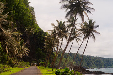 Fototapeta na wymiar Sao Tome landscape nature photos by Atlantic Ocean 