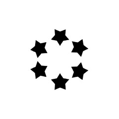 A wreath of six black five-pointed stars on a white background