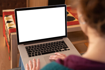 mockup laptop device person screen