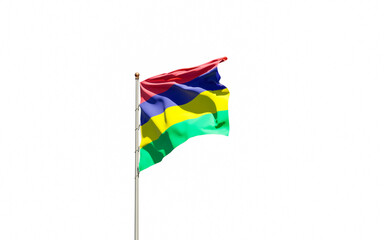 Mauritius national flag on white background isolated.