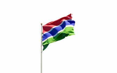 Gambia national flag on white background isolated. - obrazy, fototapety, plakaty