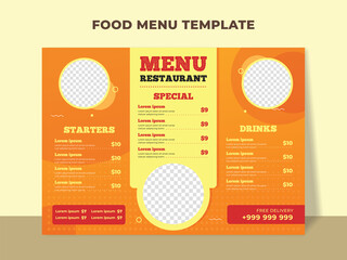 Food menu template for restaurant and cafe