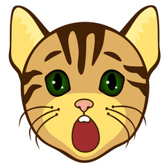 emoticon with a cool cat screams in fear, color vector clip art on white isolated background