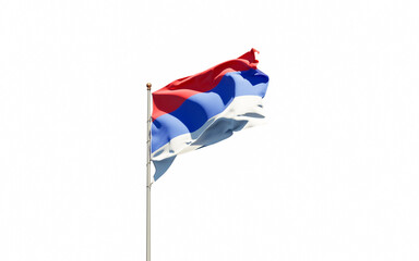 Srpska national flag on white background isolated.