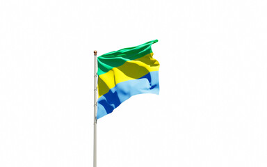 Gabon national flag on white background isolated.