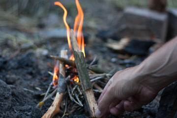 fire in a fireplace