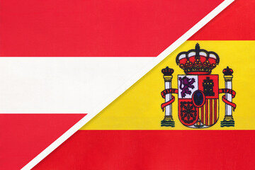 Austria and Spain, symbol of national flags from textile.