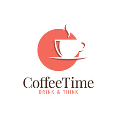 Coffee cup logo. Sun coffee on white background