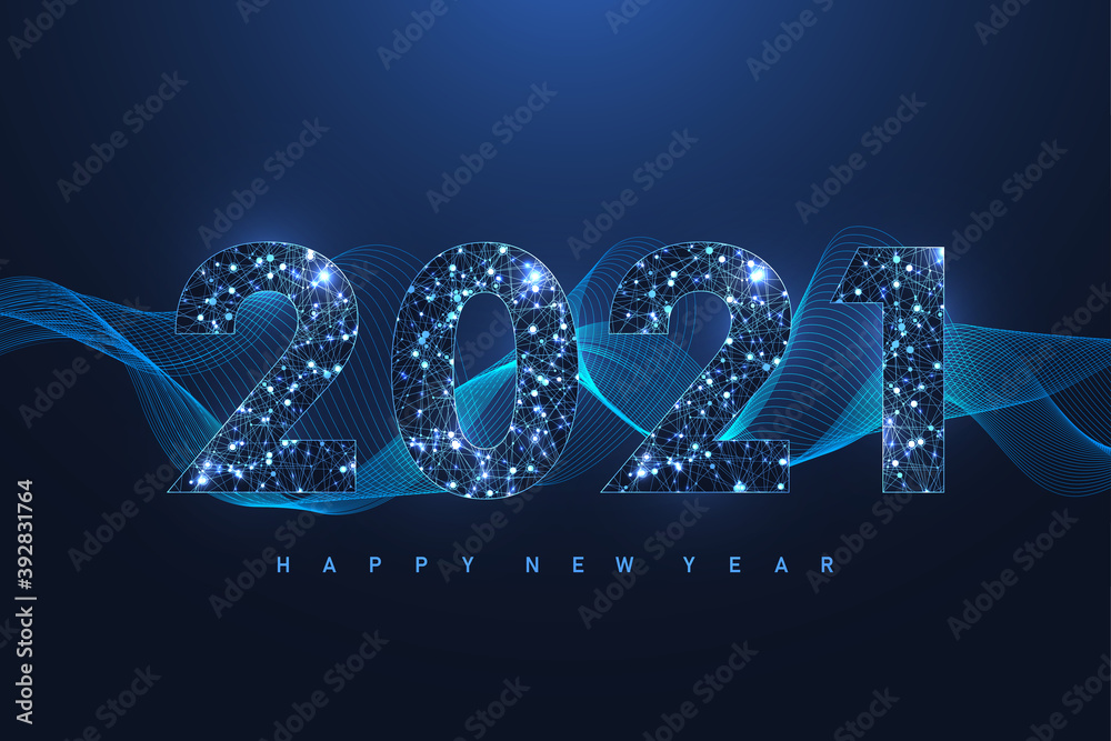 Poster 2021 merry christmas and happy new year greeting card, poster, cover. modern futuristic template for