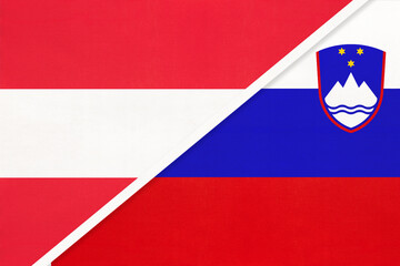 Austria and Slovenia, symbol of national flags from textile.