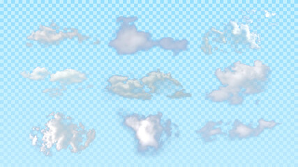 Isolated realistic clouds on transparent background
