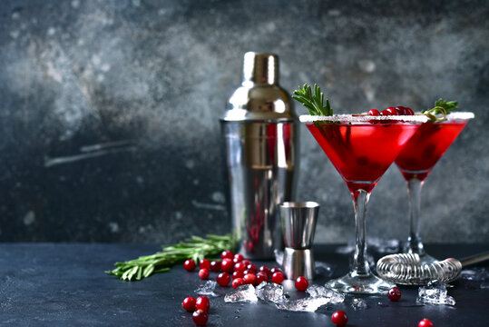 Christmas Cranberry Cocktail With Rosemary.