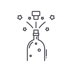 Champagne concept icon, linear isolated illustration, thin line vector, web design sign, outline concept symbol with editable stroke on white background.