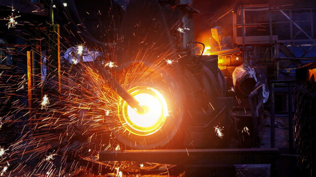 Iron pipe centrifugal pipe casting machine at the foundry